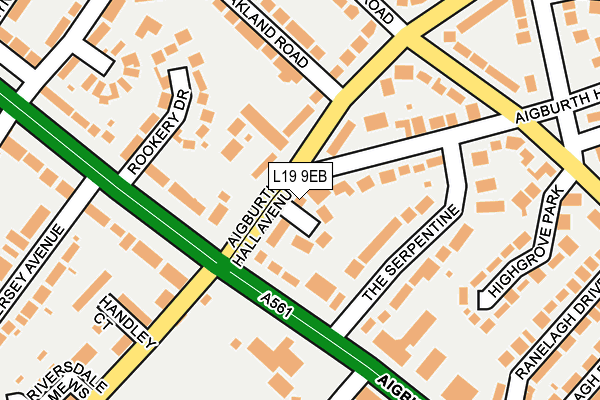 L19 9EB map - OS OpenMap – Local (Ordnance Survey)