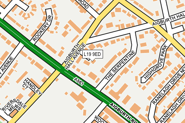 L19 9ED map - OS OpenMap – Local (Ordnance Survey)