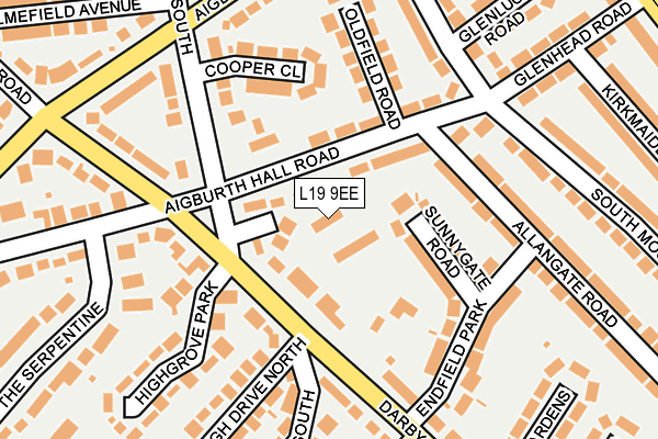 L19 9EE map - OS OpenMap – Local (Ordnance Survey)