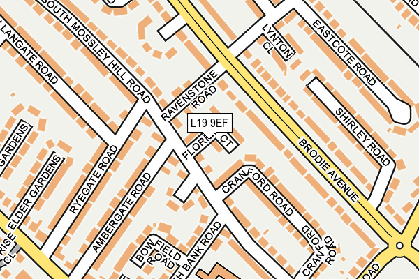 L19 9EF map - OS OpenMap – Local (Ordnance Survey)