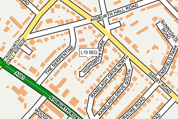 L19 9EQ map - OS OpenMap – Local (Ordnance Survey)