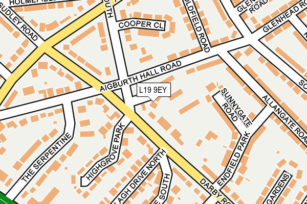 L19 9EY map - OS OpenMap – Local (Ordnance Survey)