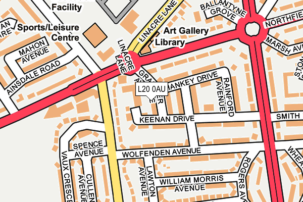 L20 0AU map - OS OpenMap – Local (Ordnance Survey)