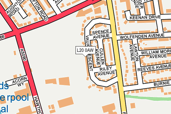 L20 0AW map - OS OpenMap – Local (Ordnance Survey)