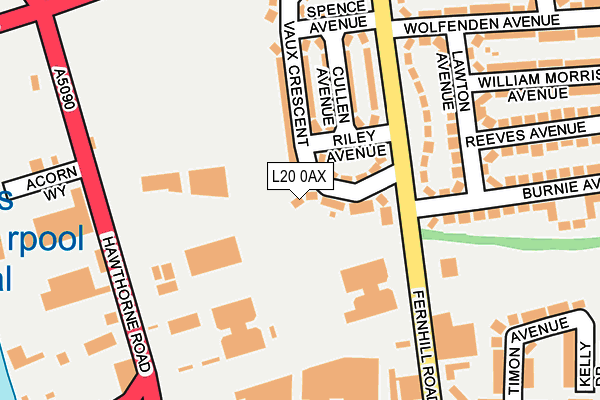 L20 0AX map - OS OpenMap – Local (Ordnance Survey)