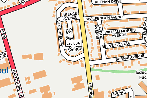 L20 0BA map - OS OpenMap – Local (Ordnance Survey)