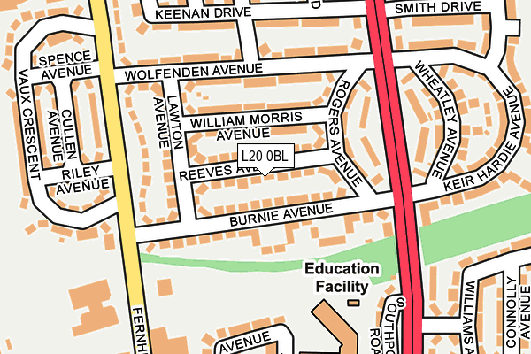 L20 0BL map - OS OpenMap – Local (Ordnance Survey)