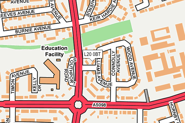 L20 0BT map - OS OpenMap – Local (Ordnance Survey)