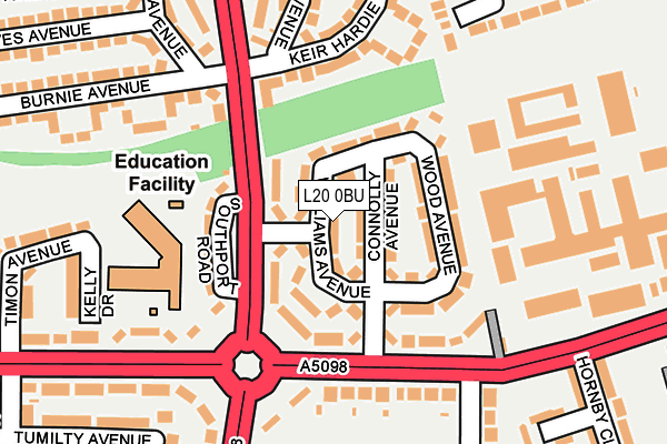 L20 0BU map - OS OpenMap – Local (Ordnance Survey)