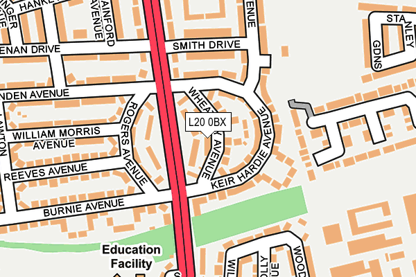 L20 0BX map - OS OpenMap – Local (Ordnance Survey)