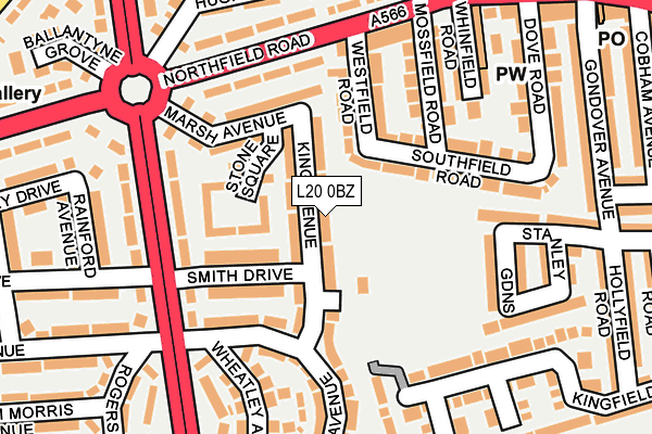 L20 0BZ map - OS OpenMap – Local (Ordnance Survey)