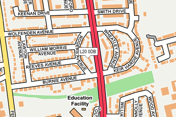 L20 0DB map - OS OpenMap – Local (Ordnance Survey)