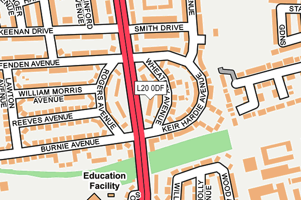 L20 0DF map - OS OpenMap – Local (Ordnance Survey)