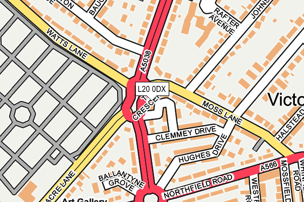 L20 0DX map - OS OpenMap – Local (Ordnance Survey)