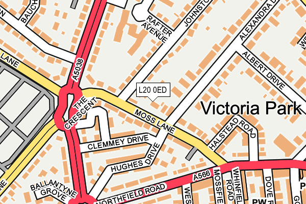 L20 0ED map - OS OpenMap – Local (Ordnance Survey)