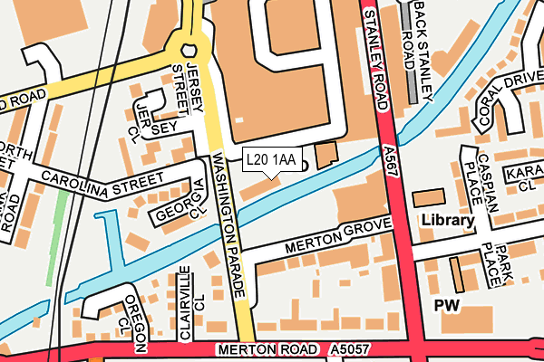 L20 1AA map - OS OpenMap – Local (Ordnance Survey)