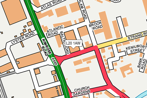 L20 1AW map - OS OpenMap – Local (Ordnance Survey)