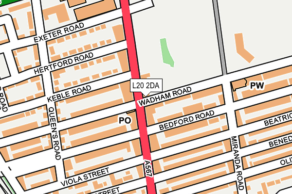 L20 2DA map - OS OpenMap – Local (Ordnance Survey)