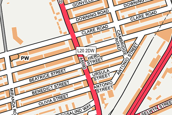 L20 2DW map - OS OpenMap – Local (Ordnance Survey)