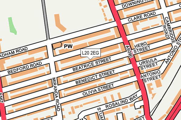 L20 2EG map - OS OpenMap – Local (Ordnance Survey)