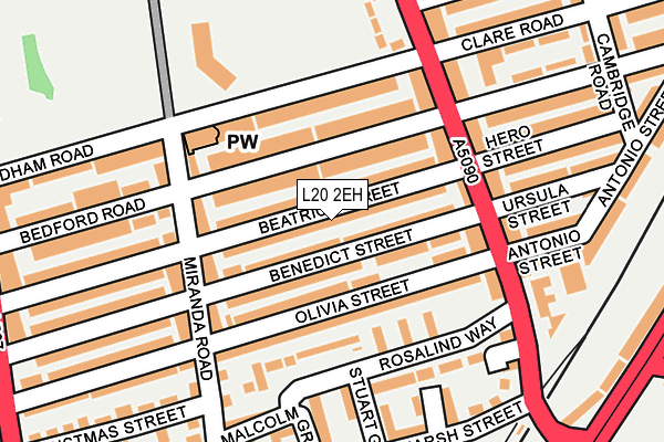 L20 2EH map - OS OpenMap – Local (Ordnance Survey)