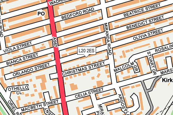 L20 2ES map - OS OpenMap – Local (Ordnance Survey)