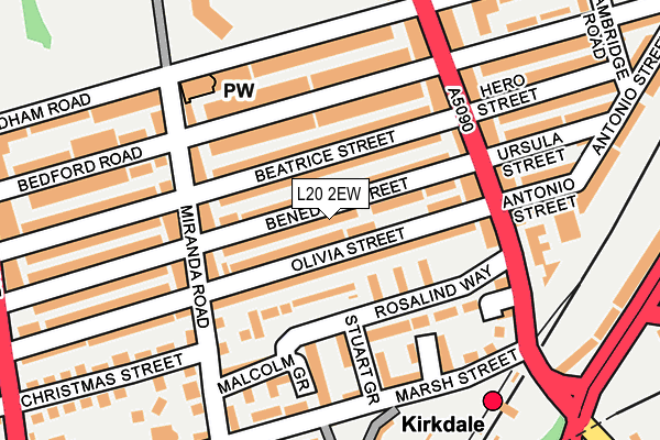 L20 2EW map - OS OpenMap – Local (Ordnance Survey)