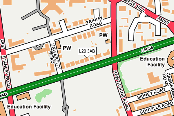 L20 3AB map - OS OpenMap – Local (Ordnance Survey)