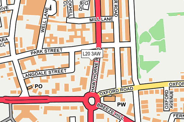 L20 3AW map - OS OpenMap – Local (Ordnance Survey)