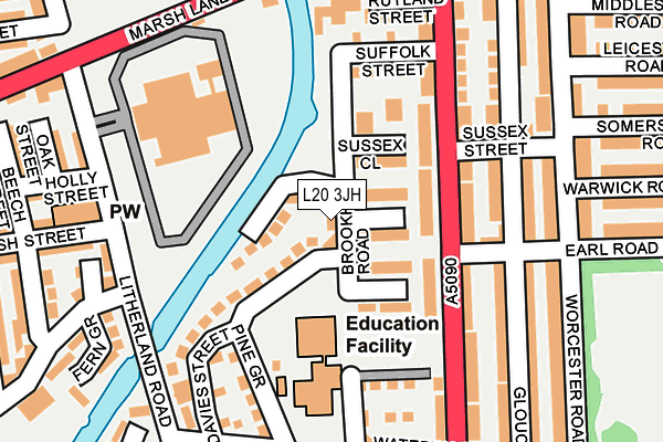 L20 3JH map - OS OpenMap – Local (Ordnance Survey)