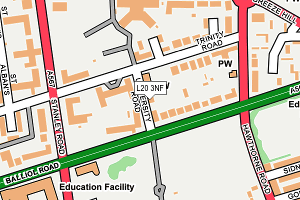 L20 3NF map - OS OpenMap – Local (Ordnance Survey)