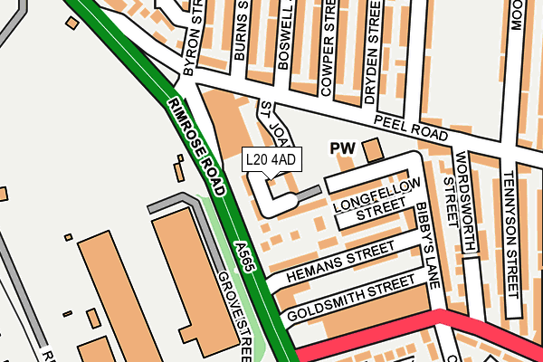 L20 4AD map - OS OpenMap – Local (Ordnance Survey)