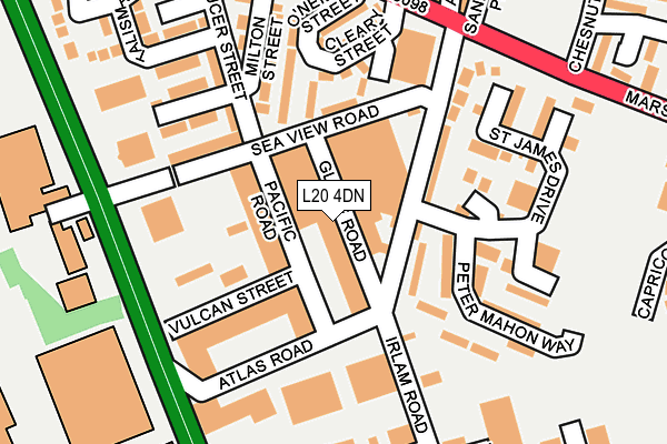 L20 4DN map - OS OpenMap – Local (Ordnance Survey)