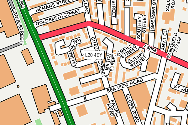 L20 4EY map - OS OpenMap – Local (Ordnance Survey)