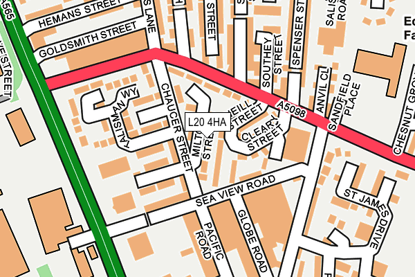 L20 4HA map - OS OpenMap – Local (Ordnance Survey)