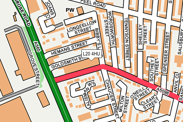 L20 4HU map - OS OpenMap – Local (Ordnance Survey)