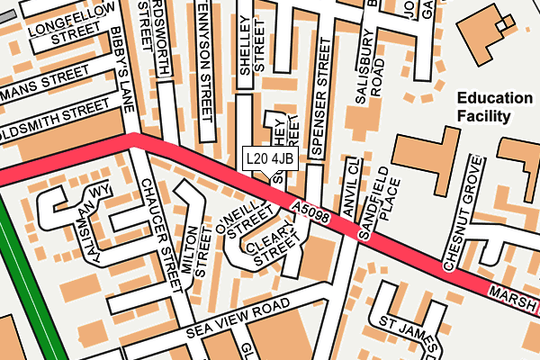 L20 4JB map - OS OpenMap – Local (Ordnance Survey)