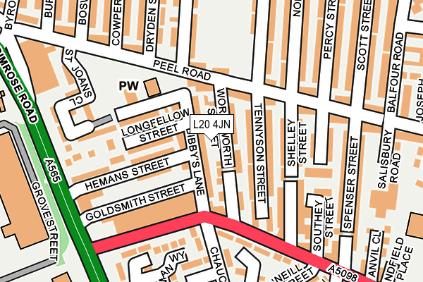 L20 4JN map - OS OpenMap – Local (Ordnance Survey)