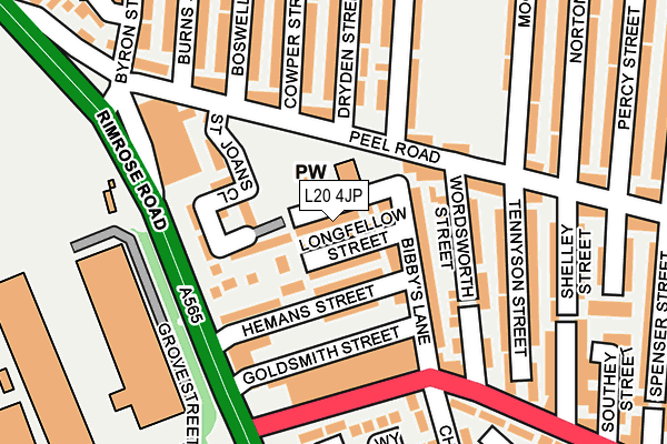 L20 4JP map - OS OpenMap – Local (Ordnance Survey)