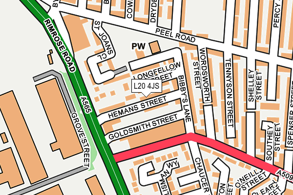 L20 4JS map - OS OpenMap – Local (Ordnance Survey)