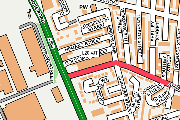 L20 4JT map - OS OpenMap – Local (Ordnance Survey)