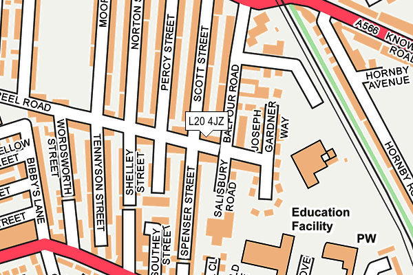 L20 4JZ map - OS OpenMap – Local (Ordnance Survey)