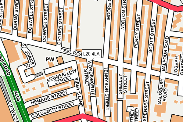 L20 4LA map - OS OpenMap – Local (Ordnance Survey)