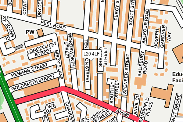L20 4LF map - OS OpenMap – Local (Ordnance Survey)