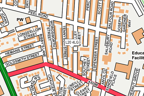 L20 4LG map - OS OpenMap – Local (Ordnance Survey)
