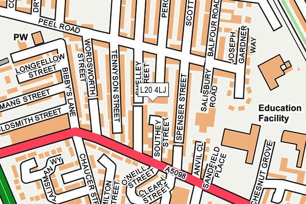 L20 4LJ map - OS OpenMap – Local (Ordnance Survey)