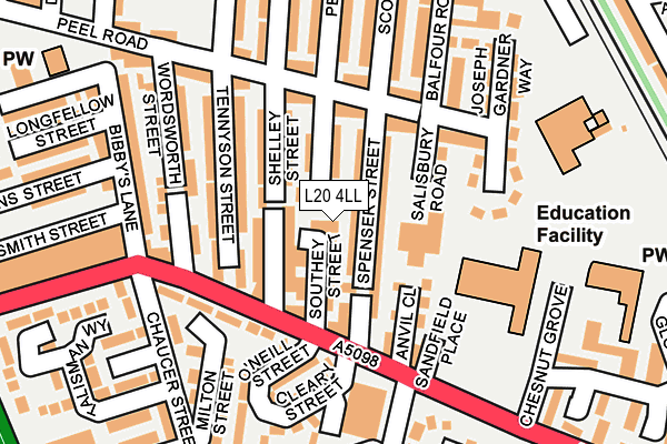 L20 4LL map - OS OpenMap – Local (Ordnance Survey)