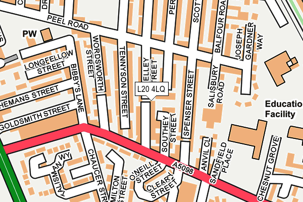 L20 4LQ map - OS OpenMap – Local (Ordnance Survey)