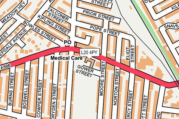 L20 4PY map - OS OpenMap – Local (Ordnance Survey)