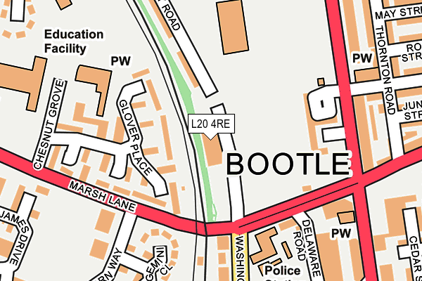 L20 4RE map - OS OpenMap – Local (Ordnance Survey)